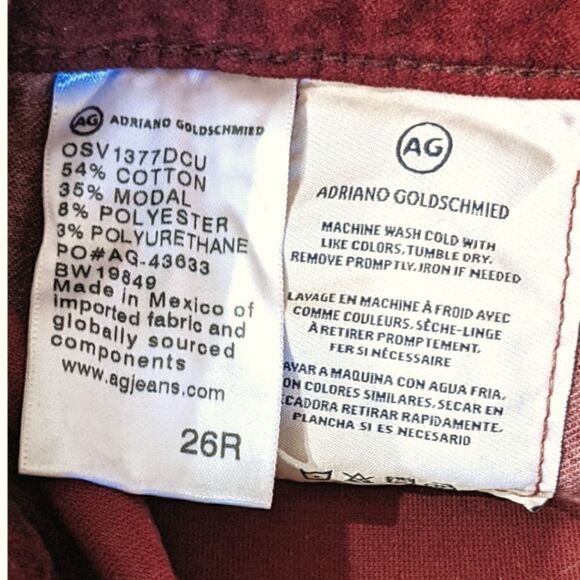 AG Adriano Goldschmied x Anthropologie Burgundy Suede Pants Size 26R - Picture 7 of 7